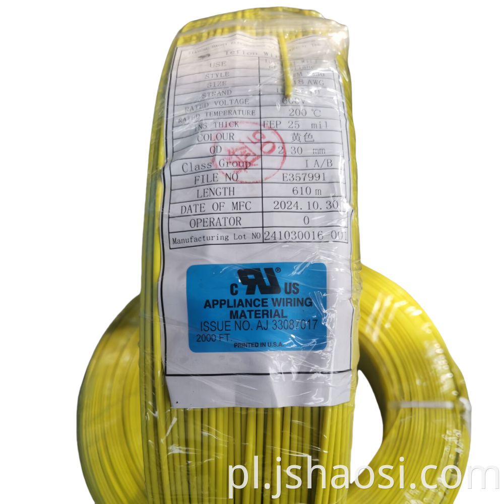 UL1330 18# yellow Fluorine plastic wire